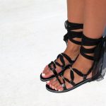 Black Multi-Strap Lace-Up Sandals